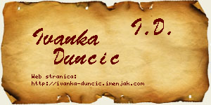 Ivanka Dunčić vizit kartica